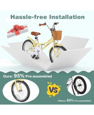 18 Inch Kids Bike Adjustable Bicycle with Reflectors and Bell for Children 4-8 Years Olds