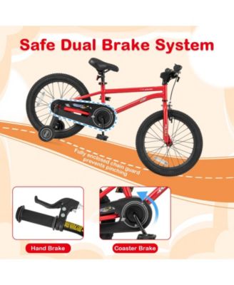 18-Inch Kids Bike Ages 3-8 with Handbrake and Coaster Brake and Bell Ring