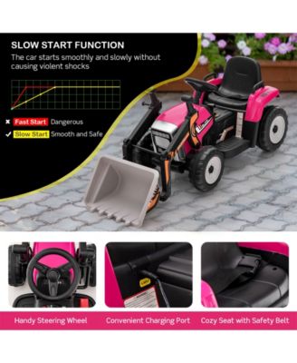 12V Battery Powered Kids Ride on Excavator with Adjustable Arm and Bucket-Pink