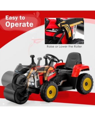 12V Kids Ride on Road Roller with 2.4G Remote Control-Red