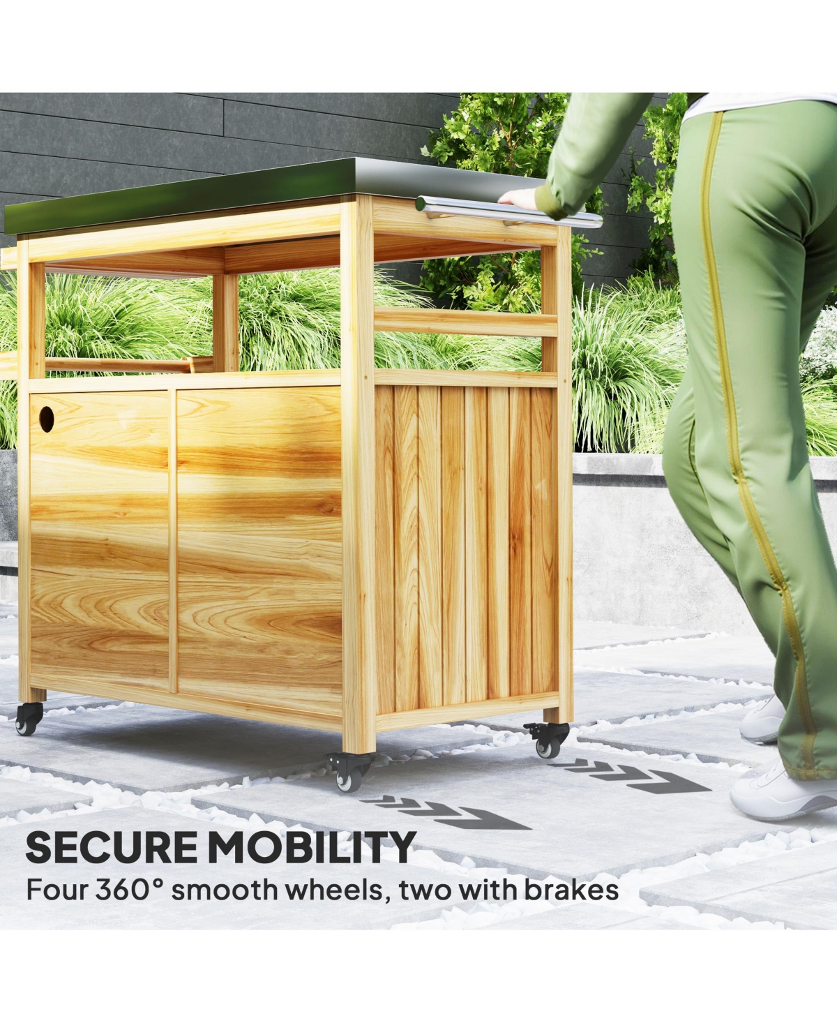 Outsunny Grill Cart, Kitchen Island with Storage Cabinets,