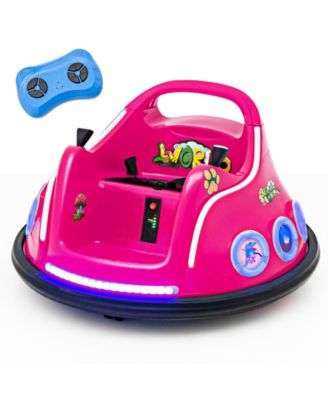 12V Electric Ride On Car with Remote Control and Flashing LED Lights-Pink