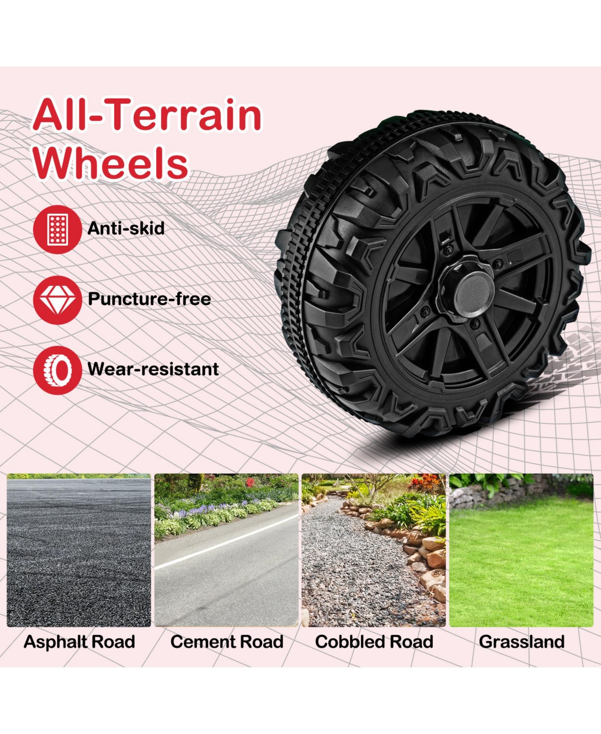 Sugift 12V Kids Ride on Truck Car with Remote Control Threaded Wheels and 3 Speeds