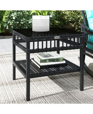 3 Pieces Rat Rocking Chair Set, Outdoor Rocker Chair,