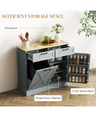 10 Wood Gallon Kitchen Island with Trash Can Storage and Drawers