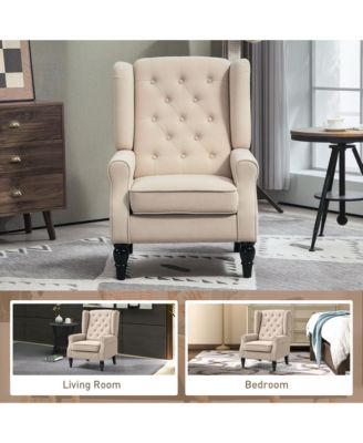 Standard Size  Fabric Upholstery Button-Tufted, Wingback, Round Arms  Accent Armchair