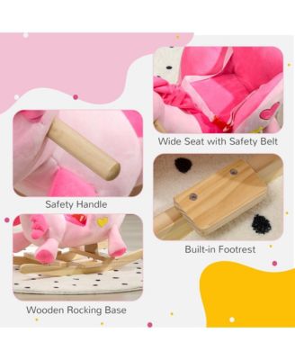 Kids Rocking Chair with Sound, Wood Base Seat, Safety Belt, Unicorn