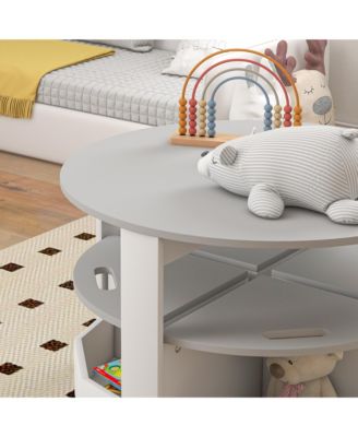 5 Piece Kids Table and Chairs Set with Storage for Activities, Gray