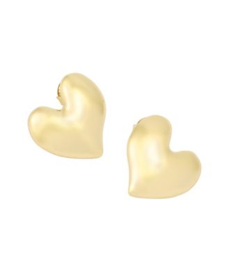 Gold Heart Button Earrings
