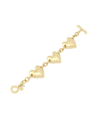 Gold Heart Charm Statement Toggle Bracelet
