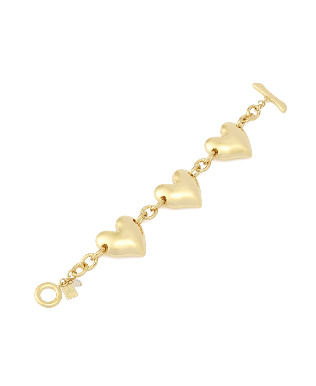 Robert Lee Morris Soho Gold Heart Charm Statement Toggle Bracelet In Gold