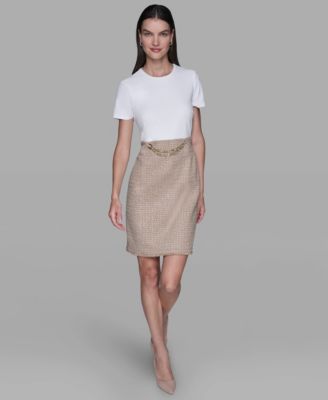 KARL LAGERFELD PARIS - Women's Crewneck Tweed Dress
