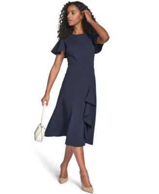 Women's Flutter Sleeve Midi Dress