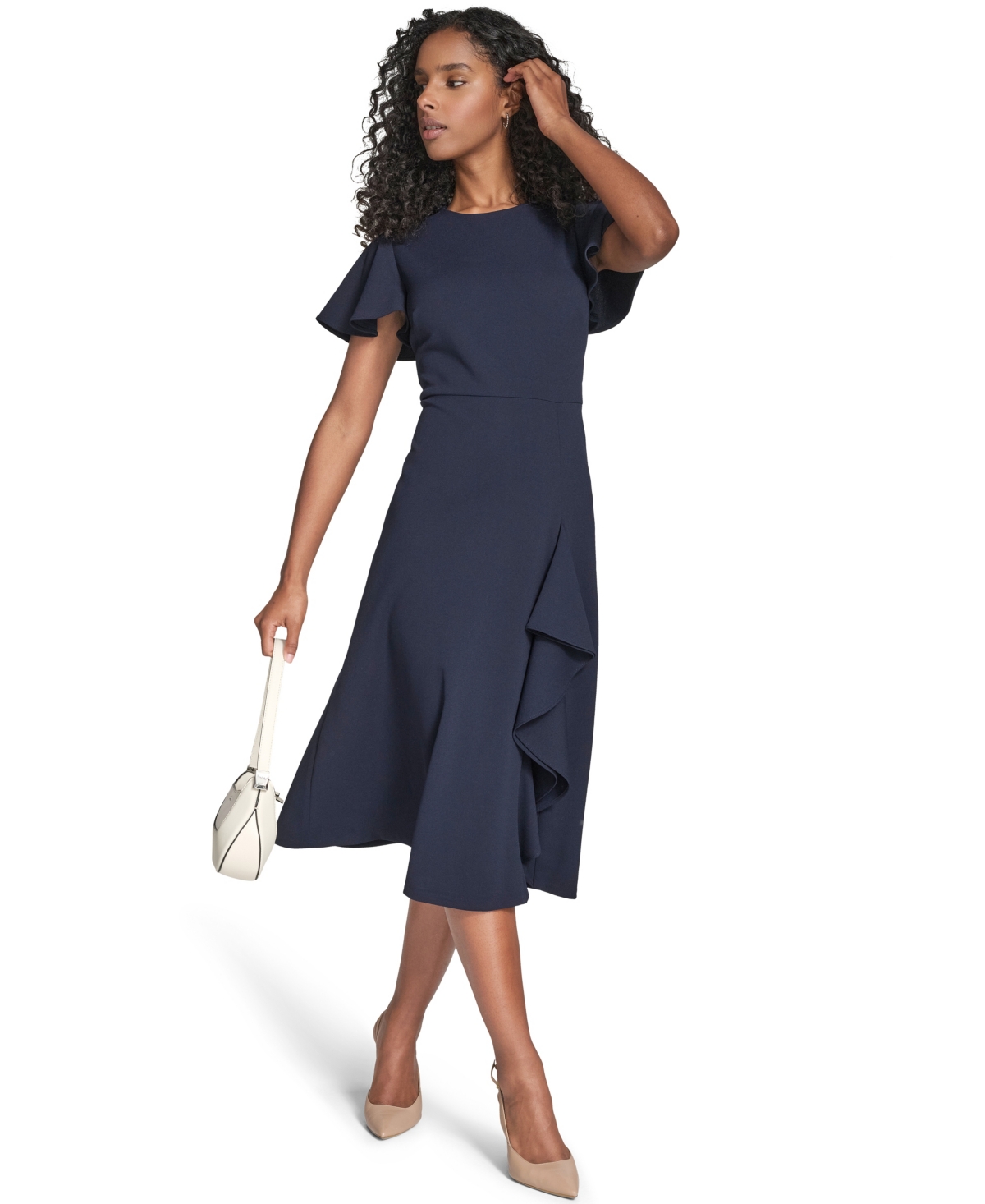Calvin Klein Women's Flutter Sleeve Midi Dress