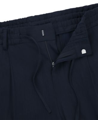 Men's Linen Blend Tapered-Fit Tailored Trousers
