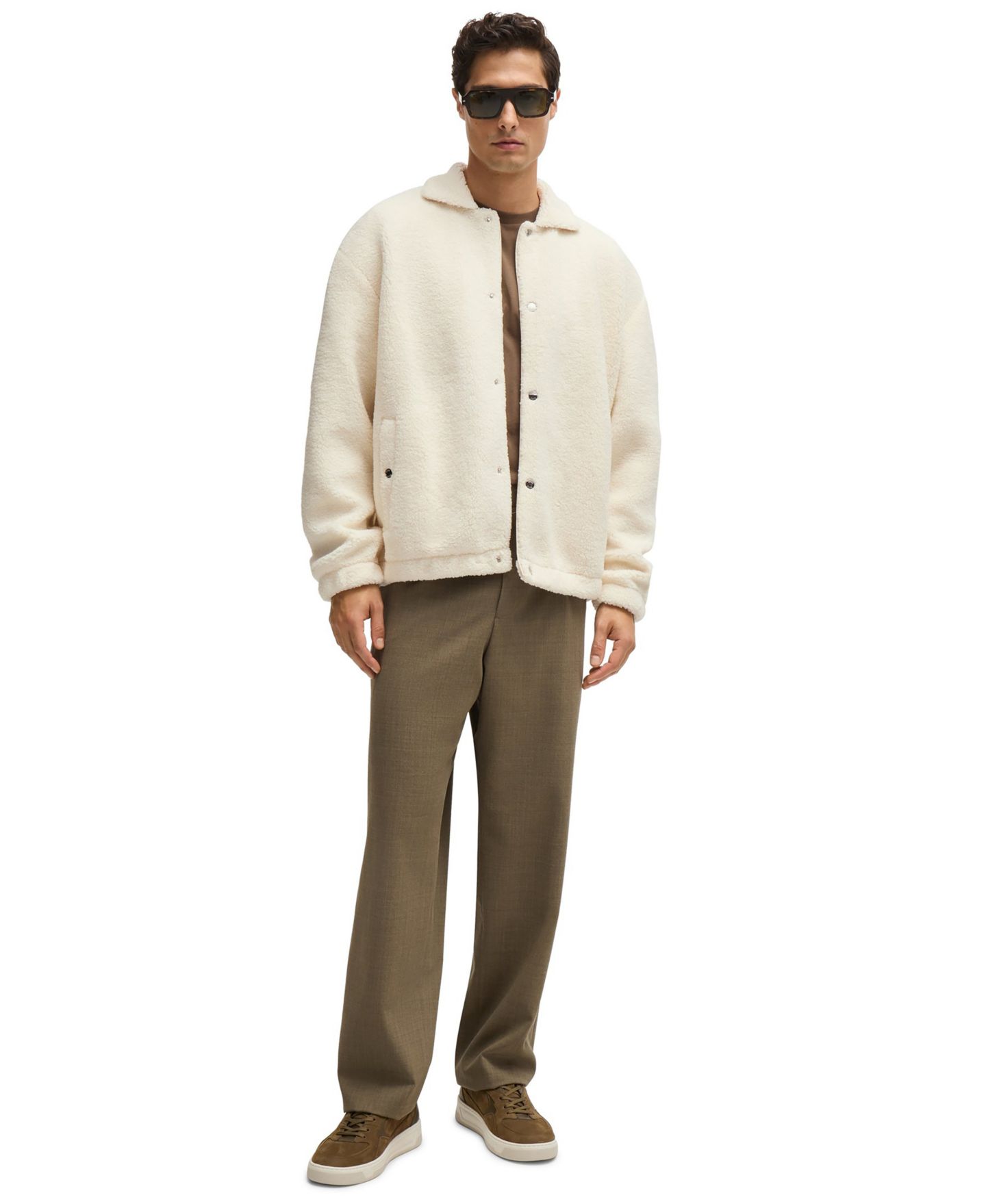 Мужская куртка Hugo Boss Teddy Fabric Regular-Fit, цвет: Белый — фото 4