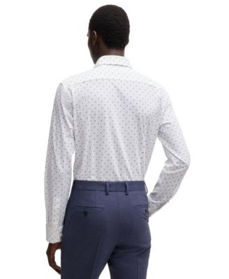 Men's Printed Performance-Stretch Slim-Fit Dress Shirt