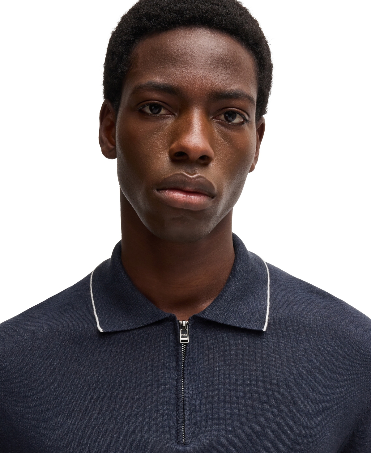 Boss by Hugo Men's Zip Placket Linen-Blend Knit Sweater