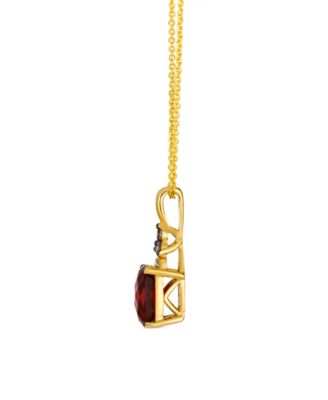 Garnet (1.85 ct. t.w.), Vanilla and Chocolate Diamond Pendant Necklace (0.08 ct. t.w.) in 14k Honey Gold