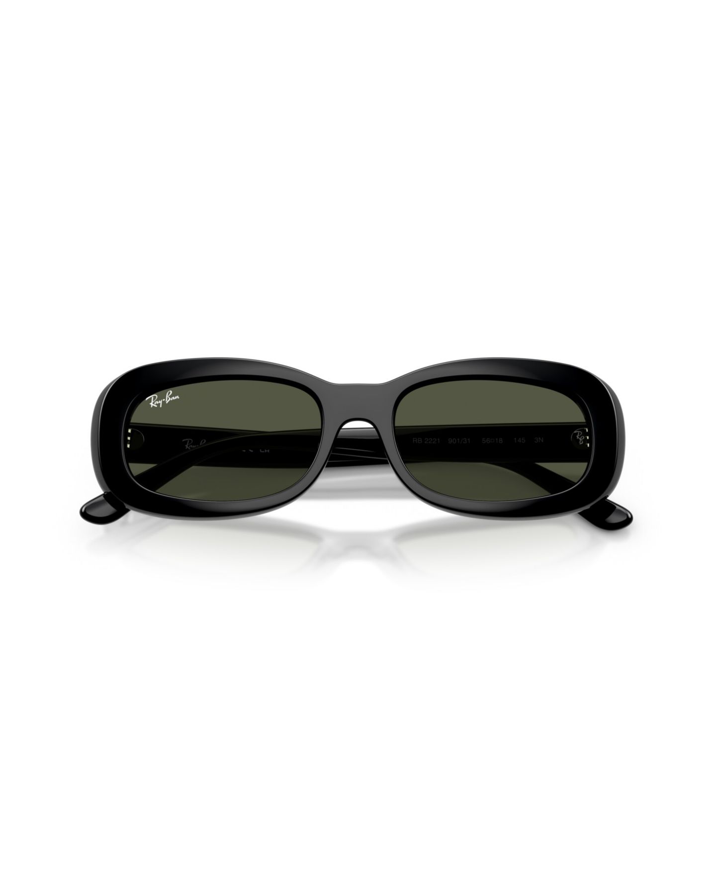 Женские солнцезащитные очки Ray-Ban Oval Sunglasses, RB2221, цвет: Чёрный / Зелёный — фото 3