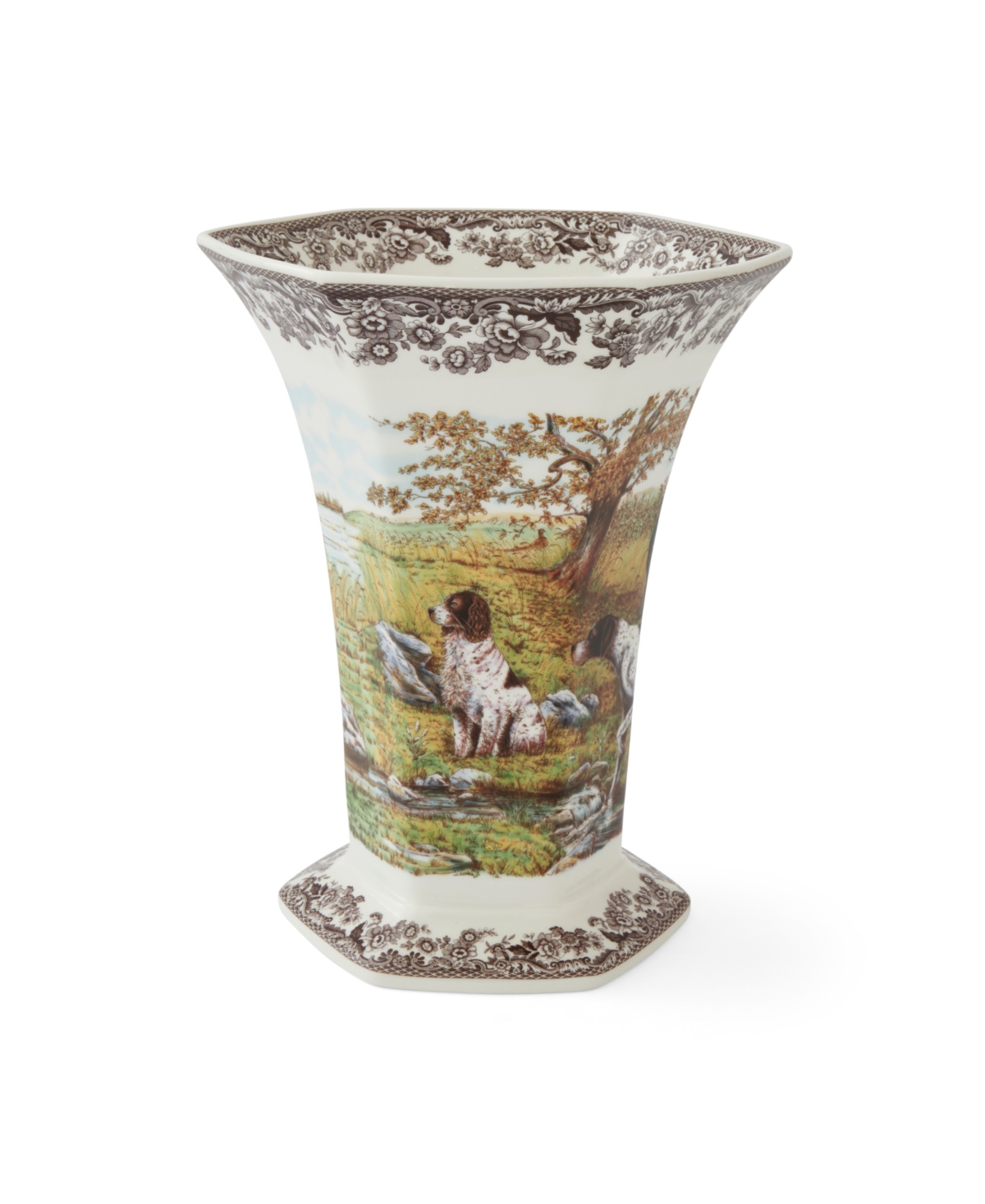 Spode Woodland Hexagonal 10.6" Vase In Multi