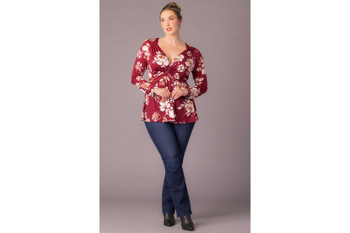 Kiyonna Women's Plus Abigail Long Sleeve Twist Top