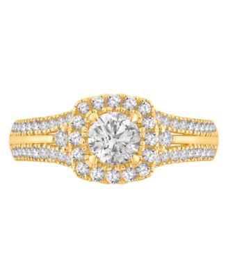Diamond Halo Engagement Ring (1 ct. t.w.) in 14k Yellow Gold