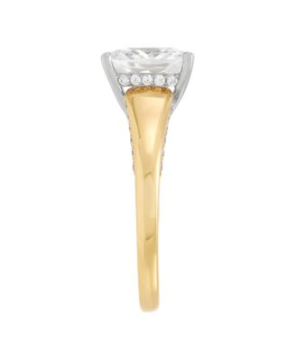 Lab Grown Cushion-Cut Diamond Ring (2-1/4 ct. t.w.) in 14k Yellow and White Gold