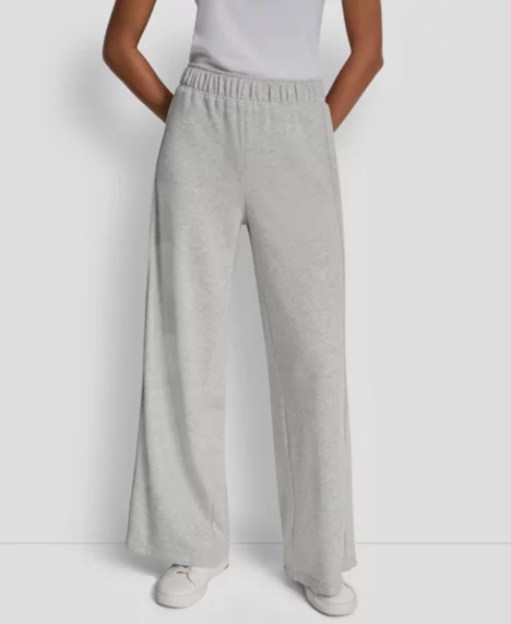 Petite Sequin Mid-Rise Wide-Leg Pants - Sky Grey Heather