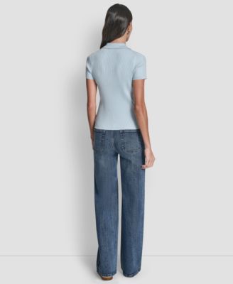 Petite Short-Sleeve Ribbed Polo Shirt