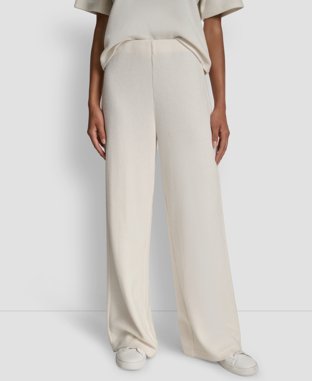 Dkny Jeans Petite High-rise Wide-leg Pants In White