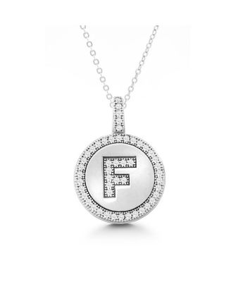 Sterling , Micro Pave CZ Circle Initial Necklace