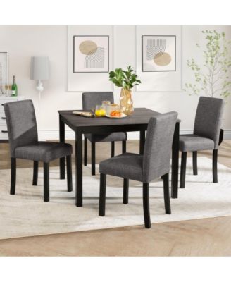 Modern Kitchen Table with Upholstered Chairs, Compact Dining Set for Small Spaces - 5-Piece Square Dining Table Set for 4