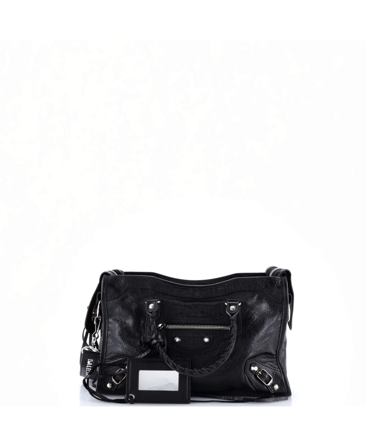 Pre-Owned Balenciaga Small Logo Strap City Classic Studs Bag Leather