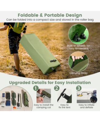 5-in-1 2-Person Foldable Outdoor Camping Tent Cot with Air Mattress and Sleeping Bag