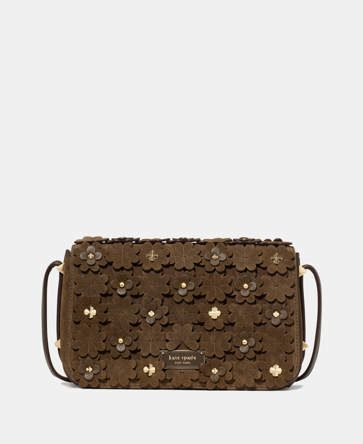 Kate Spade Liv Floral Embellished Suede Crossbody Bag
