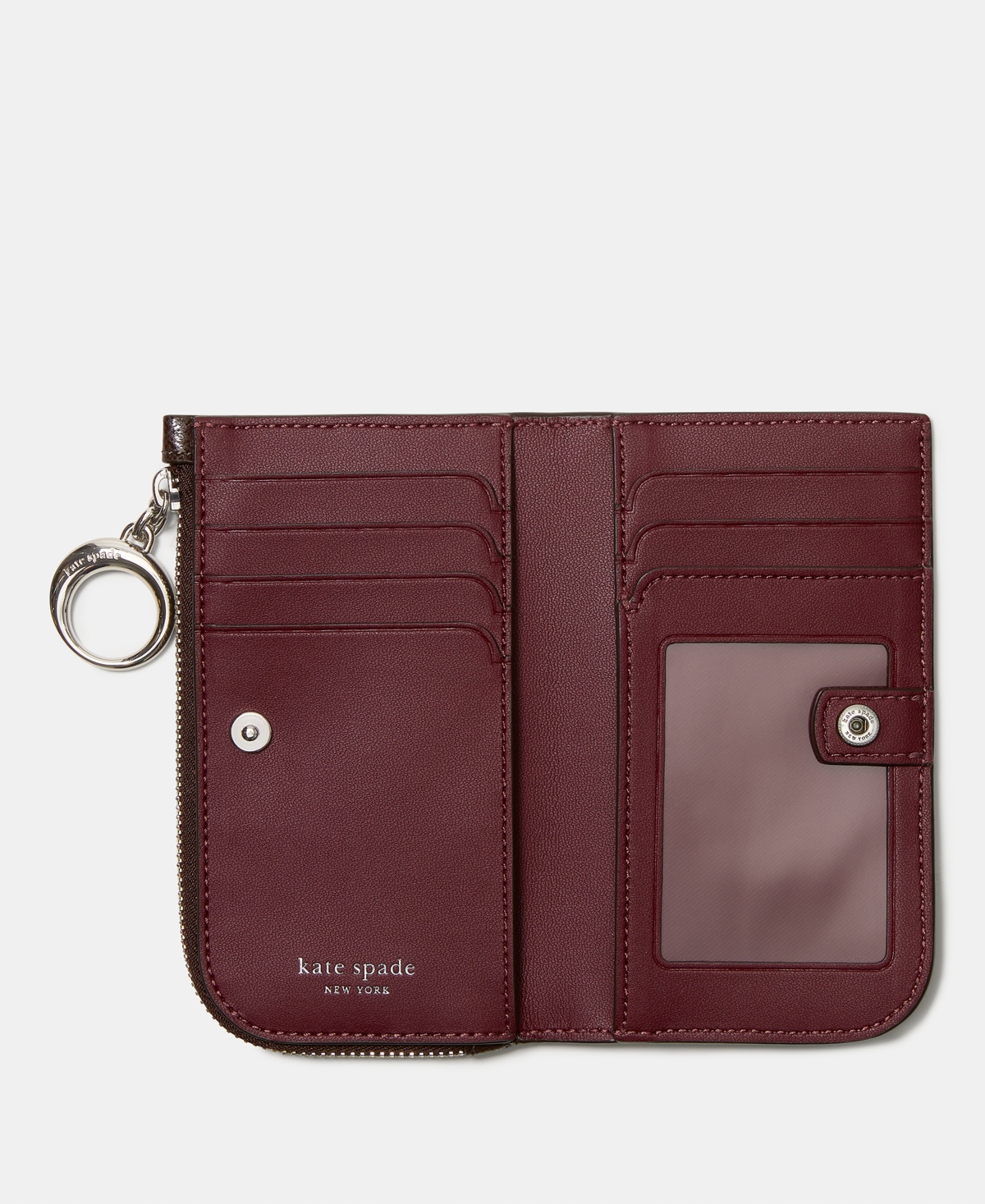 Kate Spade Halo Glazed Leather Bifold Wallet In Brown