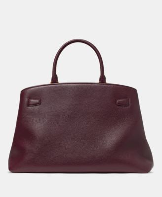 Deco Large Pebbled Leather Satchel Bag
