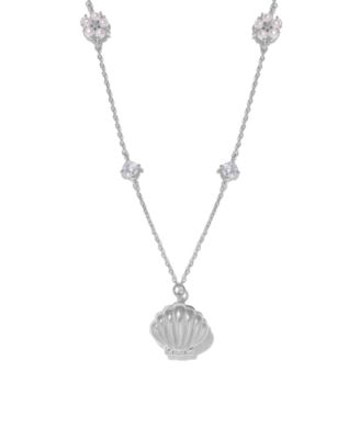 Crystal Hidden Faux Pearl Shell Necklace