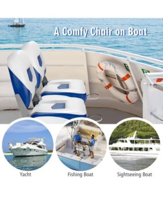 Set of 2 Folding Low Back Fishing Boat Seat with Stainless Steel Screws