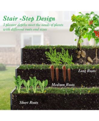 Heavy-Duty Metal Outdoor 3-Tier Raised Garden Bed Planter Box