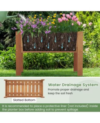 Wooden Raised Garden Bed Solid Wood Elevated Planter Box with Legs