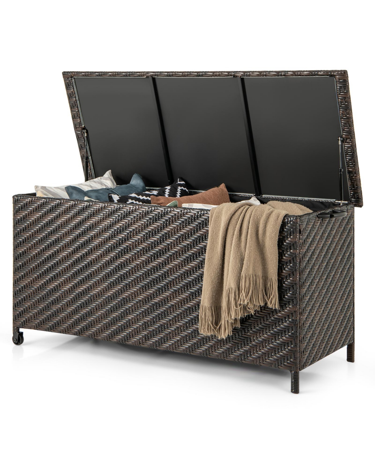 Sugift 85 Gallon Outdoor Storage Box with Removable Liner and Universal Wheels