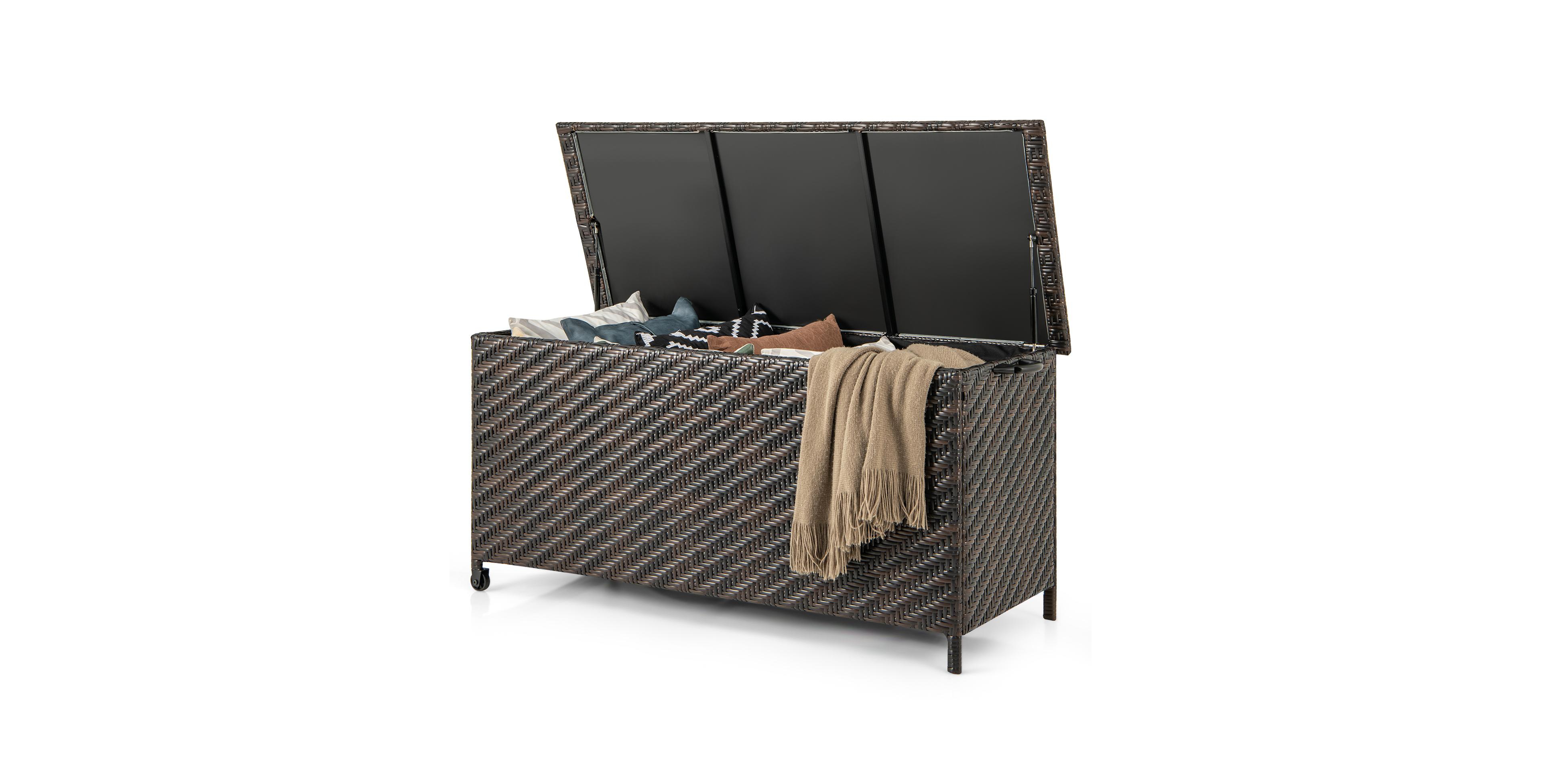 Sugift 85 Gallon Outdoor Storage Box with Removable Liner and Universal Wheels