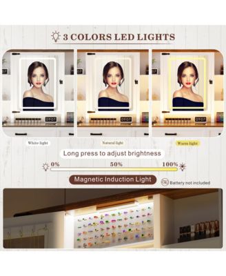 40" Farmhouse Makeup Vanity with LED Mirror & Charging Station