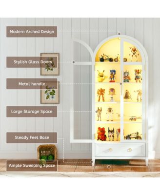 73" Arched Glass Display Cabinet with LED & Motion Sensor