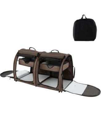 Double Compartment Pet Carrier with 2 Removable Hammocks