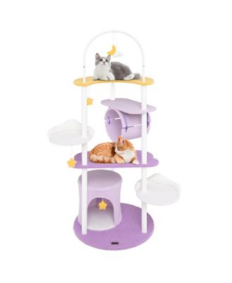 62 Inches Large Cat Tower with Metal Frame and Jumping Platforms