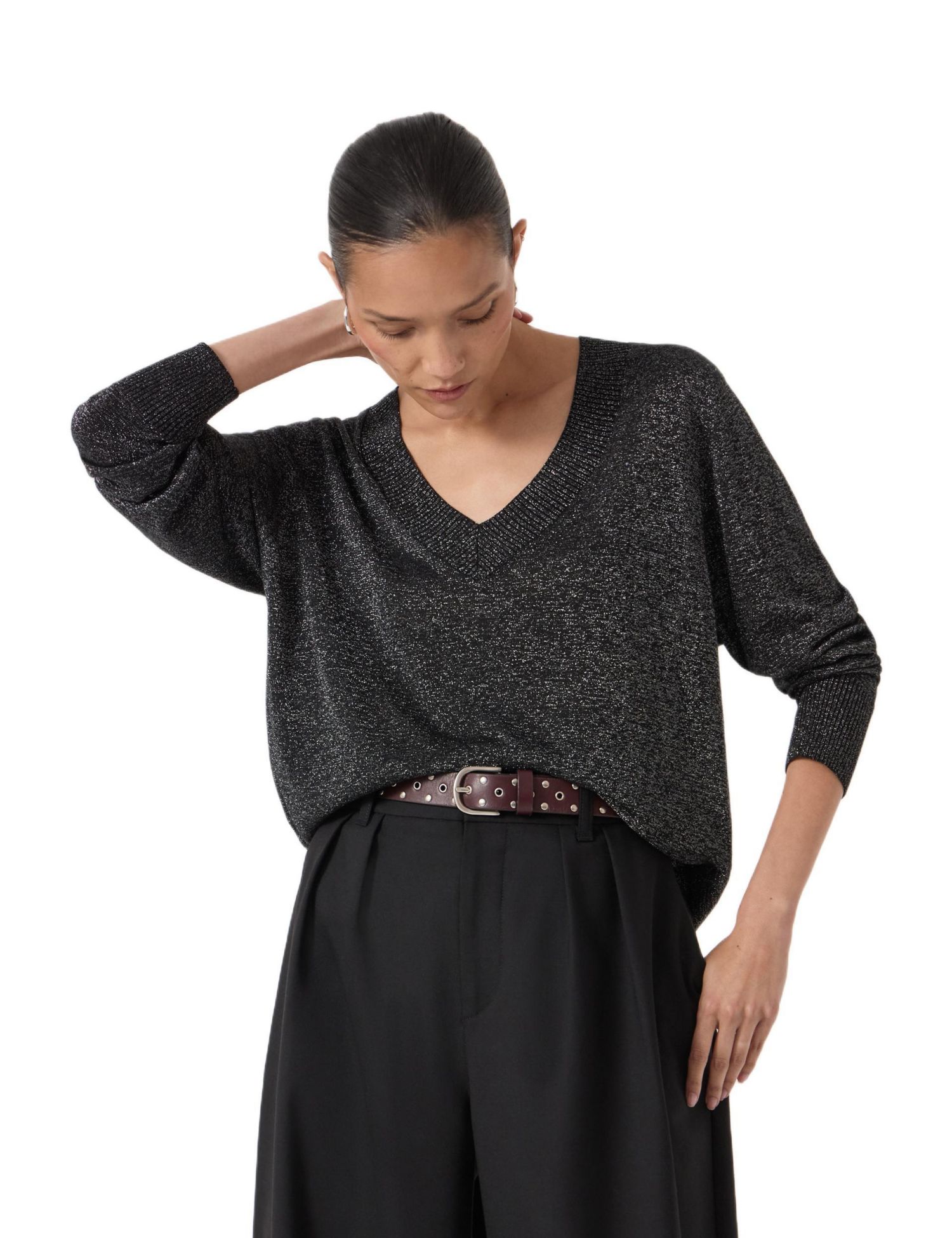 Women's Gracey V Neck Metallic Jumper