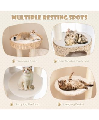 Modern Cat Tree for Indoor Cats with Cattail Fluff Condo and Top Perch